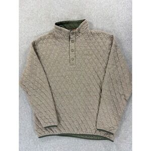 Orvis Quilted 1/4 Snap Outdoor Sweatshirt Sweater (Men's Medium) Tan